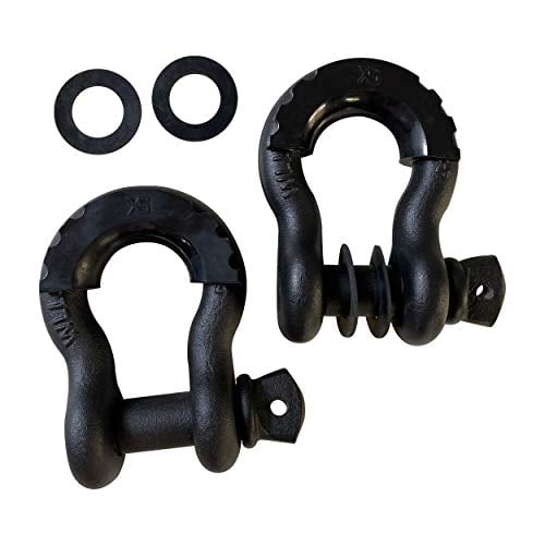 Break Strength with 7//8 Screw Pin and Shackle Isolator /& Washers for Off-Road Towing Jeep Vehicle Recovery HOUERT D-Ring Shackle 3//4 2 Pack Clevis Shackles Rugged 19 Ton 41,890 lbs